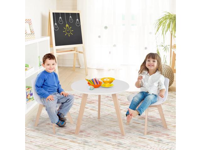 Costzon Kids Table and Chair Set, 3 PCS Wood Activity Play Table w/Padded Seat & Wood Legs for Arts, Crafts, Reading, Preschool, Kindergarten,...