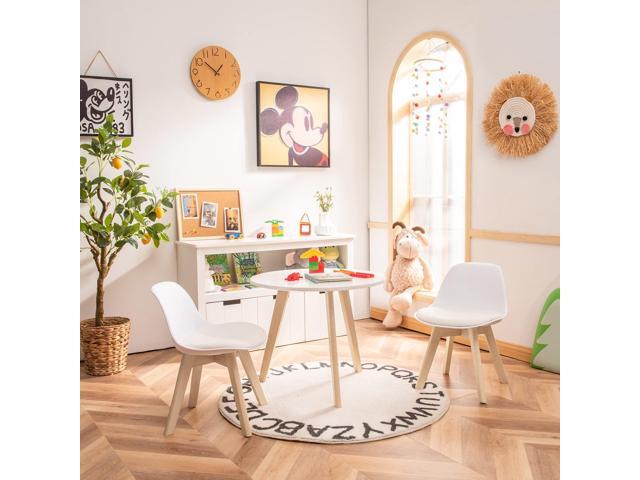 Costzon Kids Table and Chair Set, 3 PCS Wood Activity Play Table w/Padded Seat & Wood Legs for Arts, Crafts, Reading, Preschool, Kindergarten,...