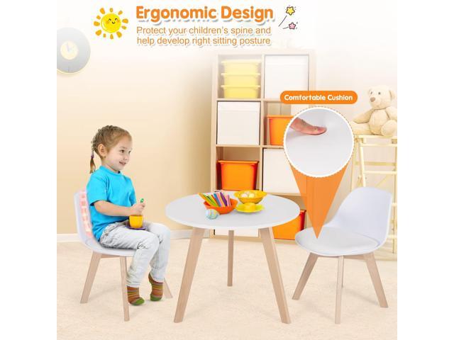 Costzon Kids Table and Chair Set, 3 PCS Wood Activity Play Table w/Padded Seat & Wood Legs for Arts, Crafts, Reading, Preschool, Kindergarten,...