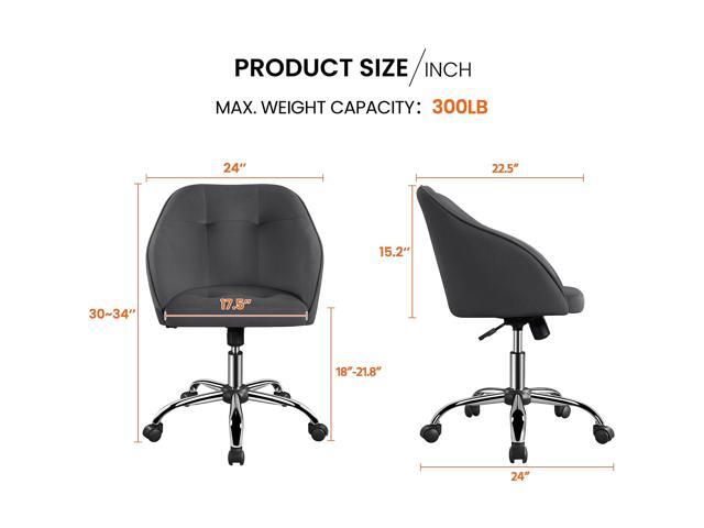 Yaheetech Boucle Desk Vanity Chair with Back Comfy Fluffy Swivel Office Chair with Wheels Adjustable Height Tilt Angle for Bedroom Ivory