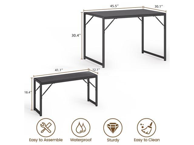Bealife Dining Table Set for 4 with Metal Frame and MDF Board, Space Saving Kitchen Table with 2 Benches, Kitchen Table Set for Apartment, Dining...