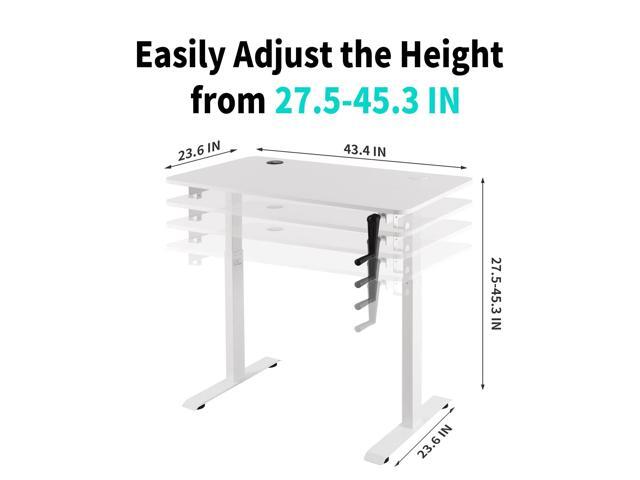 UNICOO Crank Adjustable Height Standing Desk, Game Table, Home Office Table, Computer Desk with USB and Wireless Charger (NTCSET-01-White - M2)