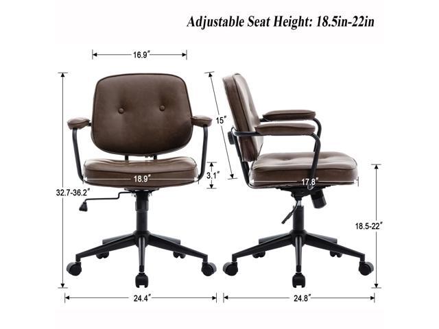 DUOMAY Retro PU Leather Office Computer Desk Chair with Armrest, Modern Mid Back Swivel Task Chair Rolling Adjustable Office Guest Chair for Home...