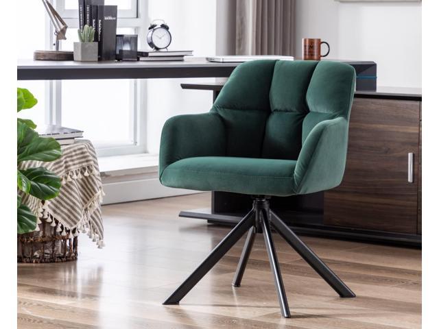 EALSON Comfy Velvet Desk Chair Modern Computer Task Chair no Wheels Swivel Accent Chair with Mid Back Arm Chair for Living Room/Bedroom/Home...