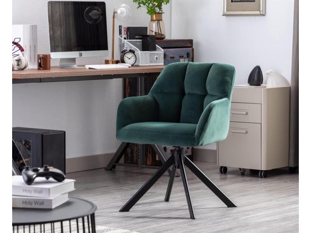 EALSON Comfy Velvet Desk Chair Modern Computer Task Chair no Wheels Swivel Accent Chair with Mid Back Arm Chair for Living Room/Bedroom/Home...