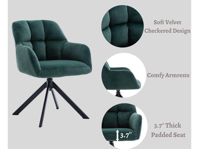 EALSON Comfy Velvet Desk Chair Modern Computer Task Chair no Wheels Swivel Accent Chair with Mid Back Arm Chair for Living Room/Bedroom/Home...