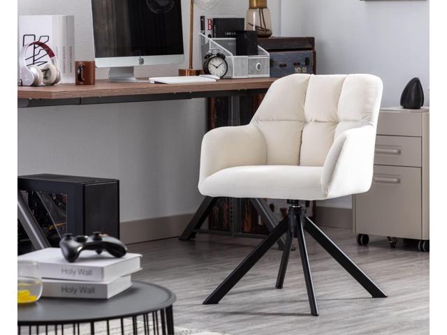EALSON Comfy Velvet Desk Chair Modern Computer Task Chair no Wheels Swivel Accent Chair with Mid Back Arm Chair for Living Room/Bedroom/Home...