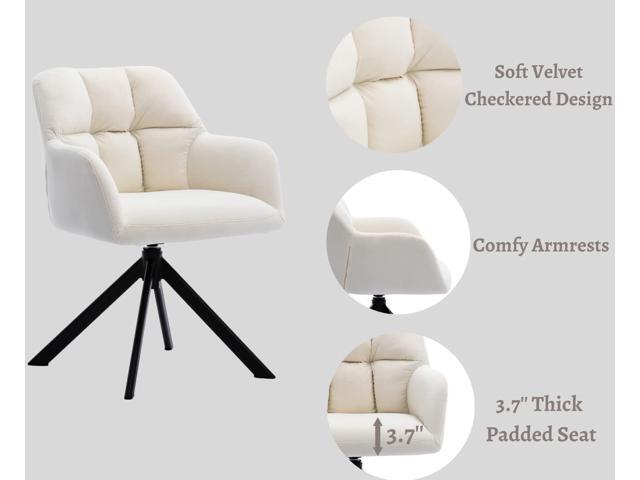 EALSON Comfy Velvet Desk Chair Modern Computer Task Chair no Wheels Swivel Accent Chair with Mid Back Arm Chair for Living Room/Bedroom/Home...