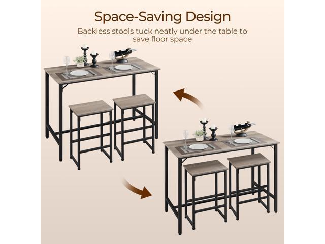Yaheetech 3 Piece Dining Table Set, 47.5' Industrial Pub Table Set, Counter Height Kitchen Table with Bar Stools Set of 2, for Small Space, Apartment