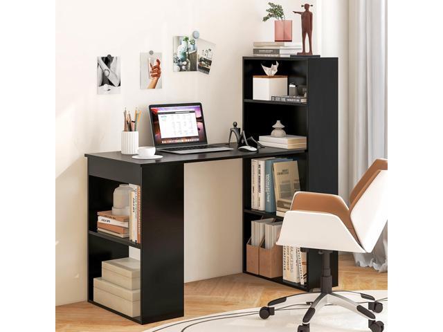 Tangkula Computer Desk with Bookshelf, Writing Study Desk with Storage Shelves & CPU Stand, Modern Compact Computer Workstation for Home & Office,...