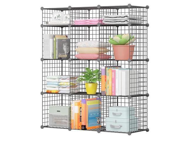 KOUSI 14'x14' Wire Cube Storage, Metal Grid Organizer, Modular Shelving Unit, Stackable Bookcase, Ideal for Living Room, Bedroom, Office, Garage...