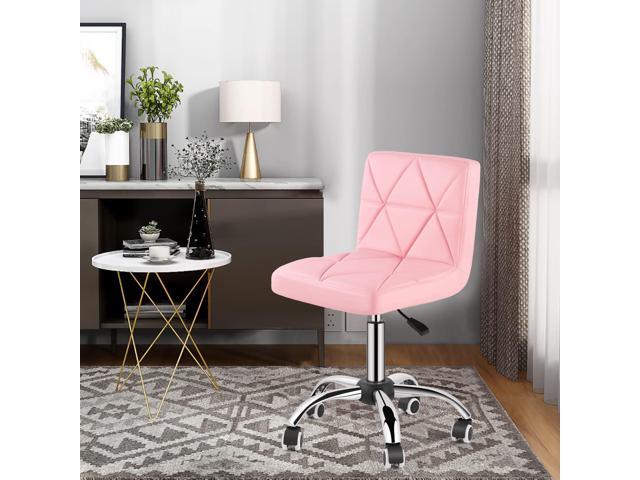 COSVALVE Armless Desk Chair, Mid Back Swivel Office Chair, Adjustable Task Chair with Rolling Wheels and Diamond Pattern, for Home Computer Barber,...