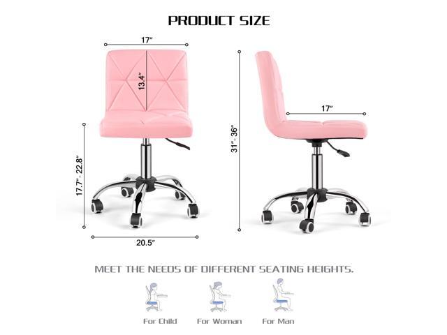 COSVALVE Armless Desk Chair, Mid Back Swivel Office Chair, Adjustable Task Chair with Rolling Wheels and Diamond Pattern, for Home Computer Barber,...