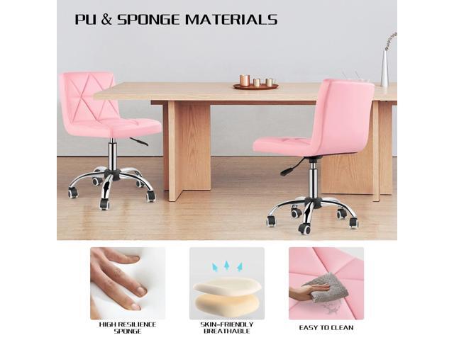 COSVALVE Armless Desk Chair, Mid Back Swivel Office Chair, Adjustable Task Chair with Rolling Wheels and Diamond Pattern, for Home Computer Barber,...