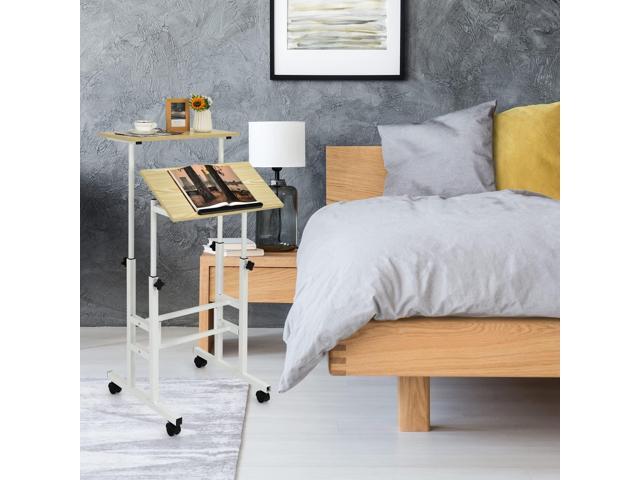 COSTWAY Mobile Standing Desk, Height Adjustable Rolling Laptop Cart w/Tilting Desktop for Standing or Sitting, Lockable Casters, Home Office...