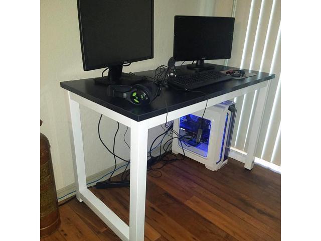 G-PLUS Computer Desk Wood Office Table, Modern PC Laptop Notebook Study Writing Table for Home Office Workstation (55.1'', Black Color)