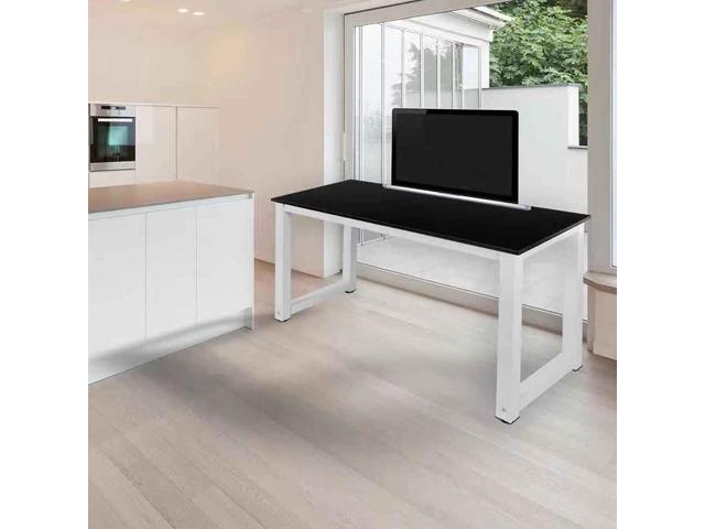 G-PLUS Computer Desk Wood Office Table, Modern PC Laptop Notebook Study Writing Table for Home Office Workstation (55.1'', Black Color)