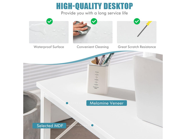 COSTWAY Home Office Computer Desk, 40 inch Modern Simple Writing Study Desk, Metal Frame Gaming Desk, Laptop PC Workstation for Living Room,...