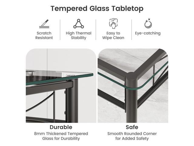 NAFORT 5-Piece Dining Table Set for 4, Modern 3/8'' Tempered Glass Kitchen Room Table with 4 Upholstered Dining Chairs, Space-Saving Dinette Tables...