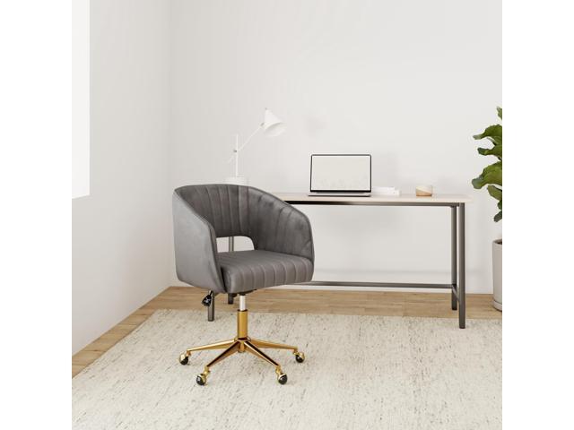 Nrizc Velvet Office Desk Chair, Grey, Adjustable Swivel Wheels, Ergonomic Design for Home Office, Bedroom, Study
