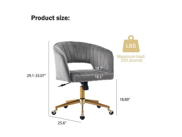 Nrizc Velvet Office Desk Chair, Grey, Adjustable Swivel Wheels, Ergonomic Design for Home Office, Bedroom, Study