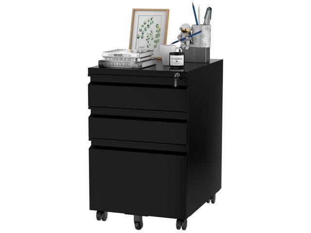 FLEXISPOT 3-Drawer Metal Mobile Filing Cabinet for Home Office - Under Desk Storage with Lock Keys - Legal/Letter/A4 File Organizer - Fully...