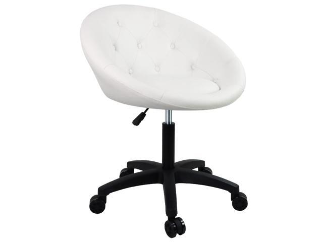 FURWOO Rolling Vanity Chair for Makeup Room On Wheels Height Adjustable Swivel Chair Living Room Lounge Chair White