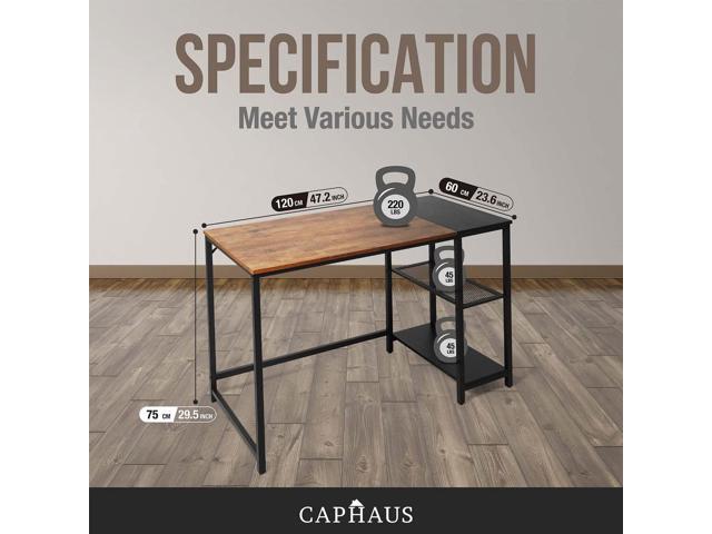 CAPHAUS 47 Inch Computer Desk with 2-Tier Storage Shelves, for Home Office & Gaming, Small Spaces Desk for Bedroom/Office/Dorm, Easy Assemble P2...