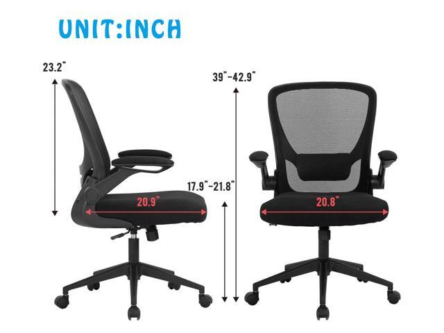 Ergonomic Office Chair Mid-Back Desk Chair Mesh Computer Chair with Lumbar Support and Flip-up Armrests Adjustable Height Swivel Task Chair for...