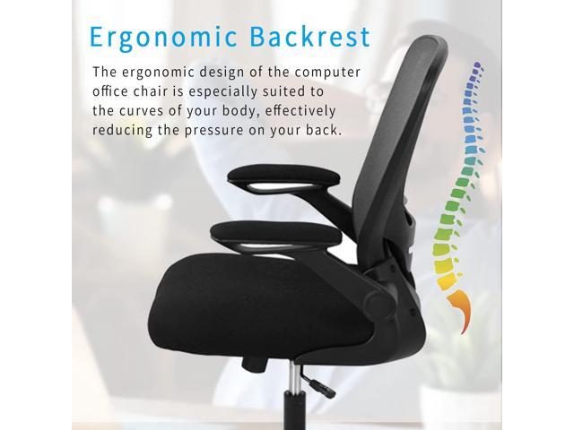 Ergonomic Office Chair Mid-Back Desk Chair Mesh Computer Chair with Lumbar Support and Flip-up Armrests Adjustable Height Swivel Task Chair for...