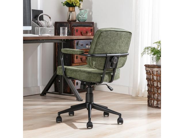 DUOMAY Retro Home Office Computer Desk Chair with Armrest, Modern Mid Back Swivel Task Chair Rolling Adjustable Office Guest Chair for Home Office,...
