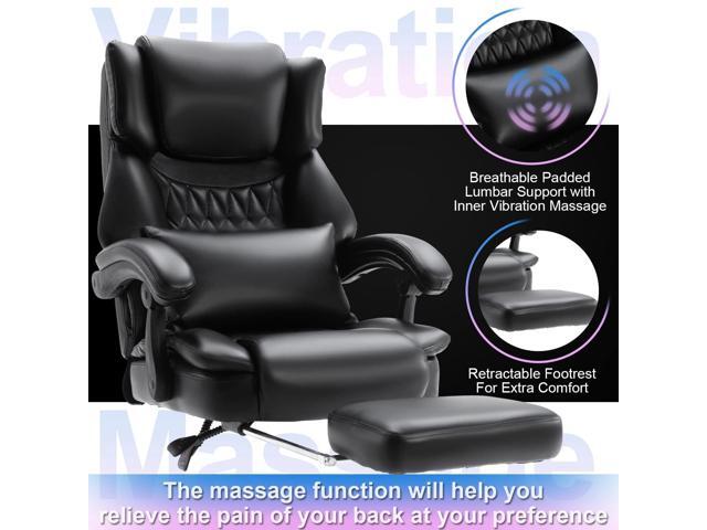 High Back Reclining Office Chair with Footrest, Executive Computer Desk Chair with Massaging Lumbar Cushion, Adjustable Angle, Breathable Thick...