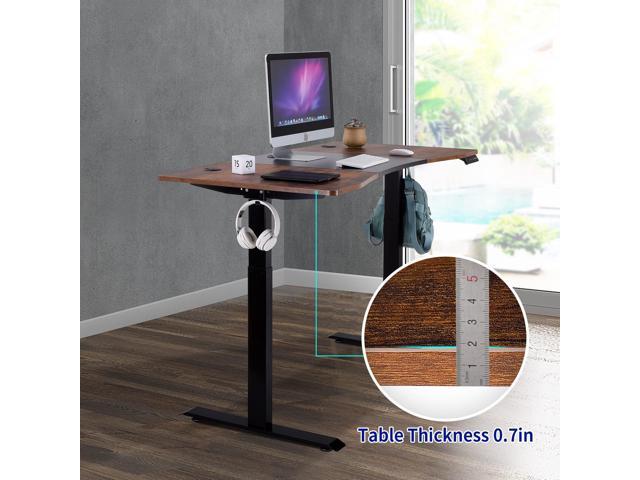 UNICOO - Dual Motor Electric Standing Desk 59'x29.5' Inches, Computer Desk, Gaming Desk, with USB Charging and Hooks (Black Frame/Black + Rustic...