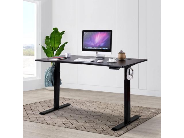 UNICOO - Dual Motor Electric Height Adjustable Standing Desk 59'x29.5' Inches, Home Office Computer Desk, Gaming Desk, with USB Charging and Hooks...