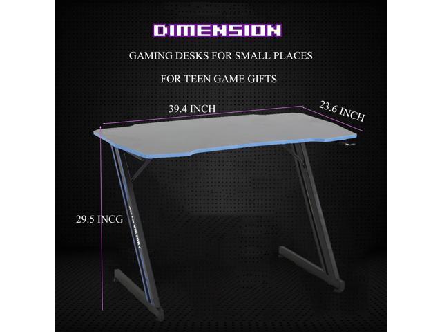 Z Shaped Gaming Desk 39 Gaming Computer Desk with Headphone Hook Gaming PC Table for boy Girl Home Office Desks Carbon Fiber Gaming Desk for Small...