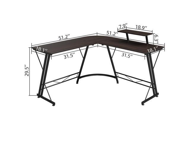 Somdot L Shaped Computer Home Office Corner Desk for Multiple Screens and Monitors with Removable Stand, Easy Assembly, Black Walnut