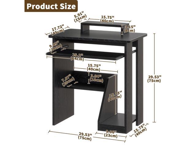 30' Small Computer Desk with Keyboard Tray Monitor Stand, Study Writing Desk with Storage Shelves, Modern Workstation for Small Spaces, Save Space,...