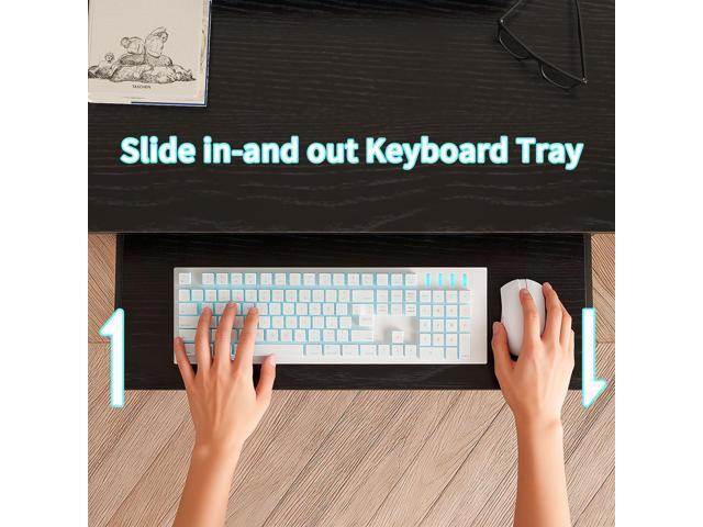 30' Small Computer Desk with Keyboard Tray Monitor Stand, Study Writing Desk with Storage Shelves, Modern Workstation for Small Spaces, Save Space,...