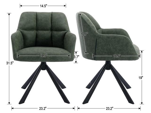EALSON Comfy Leather Desk Chair Modern Computer Task Chair no Wheels Swivel Accent Chair with Mid Back Arm Chair for Living Room/Bedroom/Home...