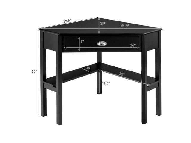 LDAILY Small Corner Desk, Triangle Makeup Vanity Desk for Small Space, Compact Writing Desk with Storage Shelves & Drawer, Space Saving Corner...