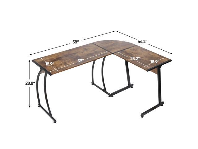 ZENY 58'' L-Shaped Gaming Computer Corner Desk - Reversible Table for Home Office, PC Workstation, Study Writing - Wood & Steel