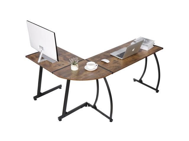 ZENY 58'' L-Shaped Gaming Computer Corner Desk - Reversible Table for Home Office, PC Workstation, Study Writing - Wood & Steel