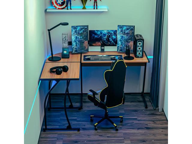 ZENY 58'' L-Shaped Gaming Desk Computer Corner Desk Reversible Table Home Office Desk PC Workstation Study Writing Desk Wood & Steel
