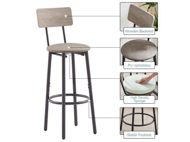 GNIXUU 3 Piece Bar Table Set, 2-Tier Round Pub Dining Set Wooden Bistro Table with 2 PU upholstered Stools Counter Height Kitchen Table Set for...