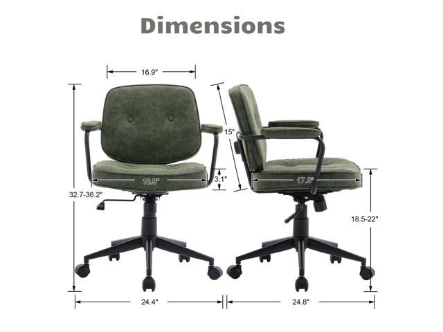HEAH-YO Modern Armless Desk Chairs Set of 1, Swivel Computer Task Chair with Wheels and Armrests, PU Leather Adjustable Office Chair with Backrest...