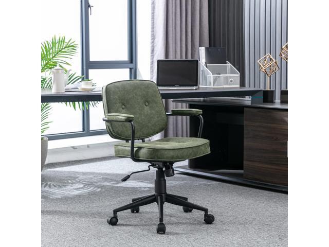 HEAH-YO Modern Armless Desk Chairs Set of 1, Swivel Computer Task Chair with Wheels and Armrests, PU Leather Adjustable Office Chair with Backrest...