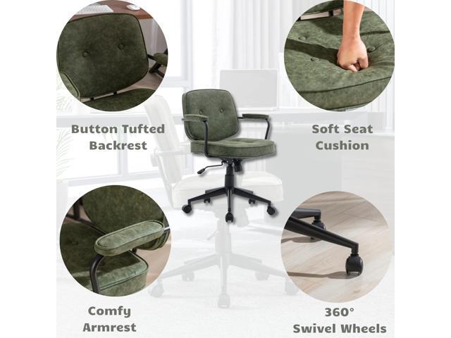 HEAH-YO Modern Armless Desk Chairs Set of 1, Swivel Computer Task Chair with Wheels and Armrests, PU Leather Adjustable Office Chair with Backrest...