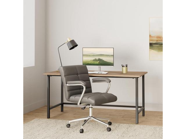 Velvet Home Office Desk Chair, Upholstered Adjustable Swivel Task Chair with Wheels, Tufted Mid-Back Computer Chair with Arms, for Study Living...