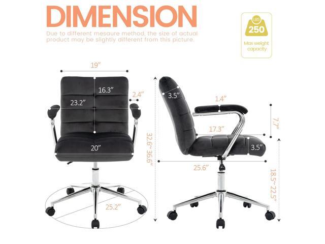 Velvet Home Office Desk Chair, Upholstered Adjustable Swivel Task Chair with Wheels, Tufted Mid-Back Computer Chair with Arms, for Study Living...