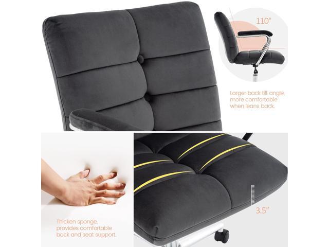 Velvet Home Office Desk Chair, Upholstered Adjustable Swivel Task Chair with Wheels, Tufted Mid-Back Computer Chair with Arms, for Study Living...